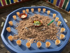 Nursery sandpit for summer play